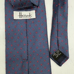 Harrods Navy and Red Dotted Silk Tie